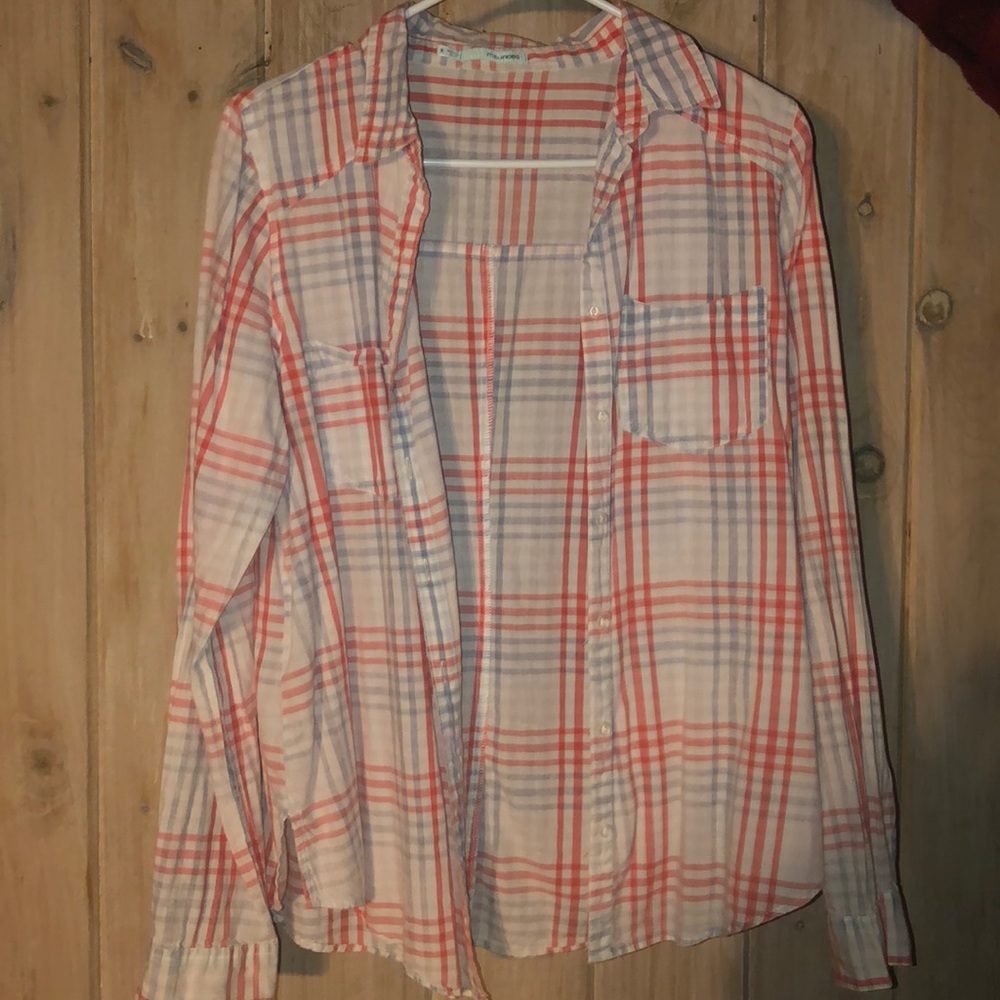 Maurices pink and blue plaid